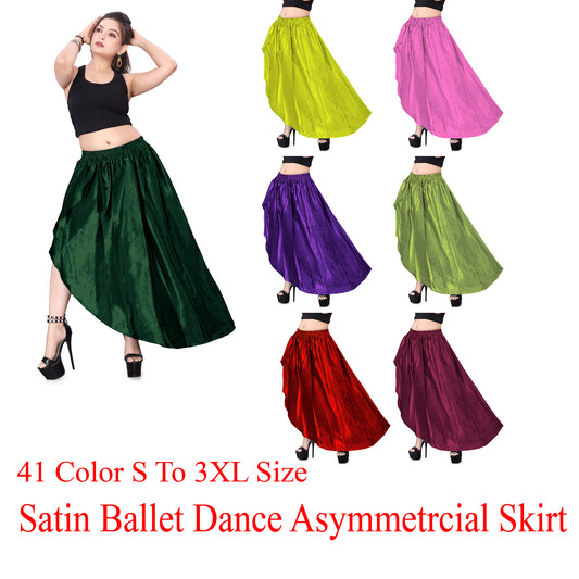 Satin High Low Asymmetrical Skirt  Ballet Dance Skirt S73-Regular Size 1