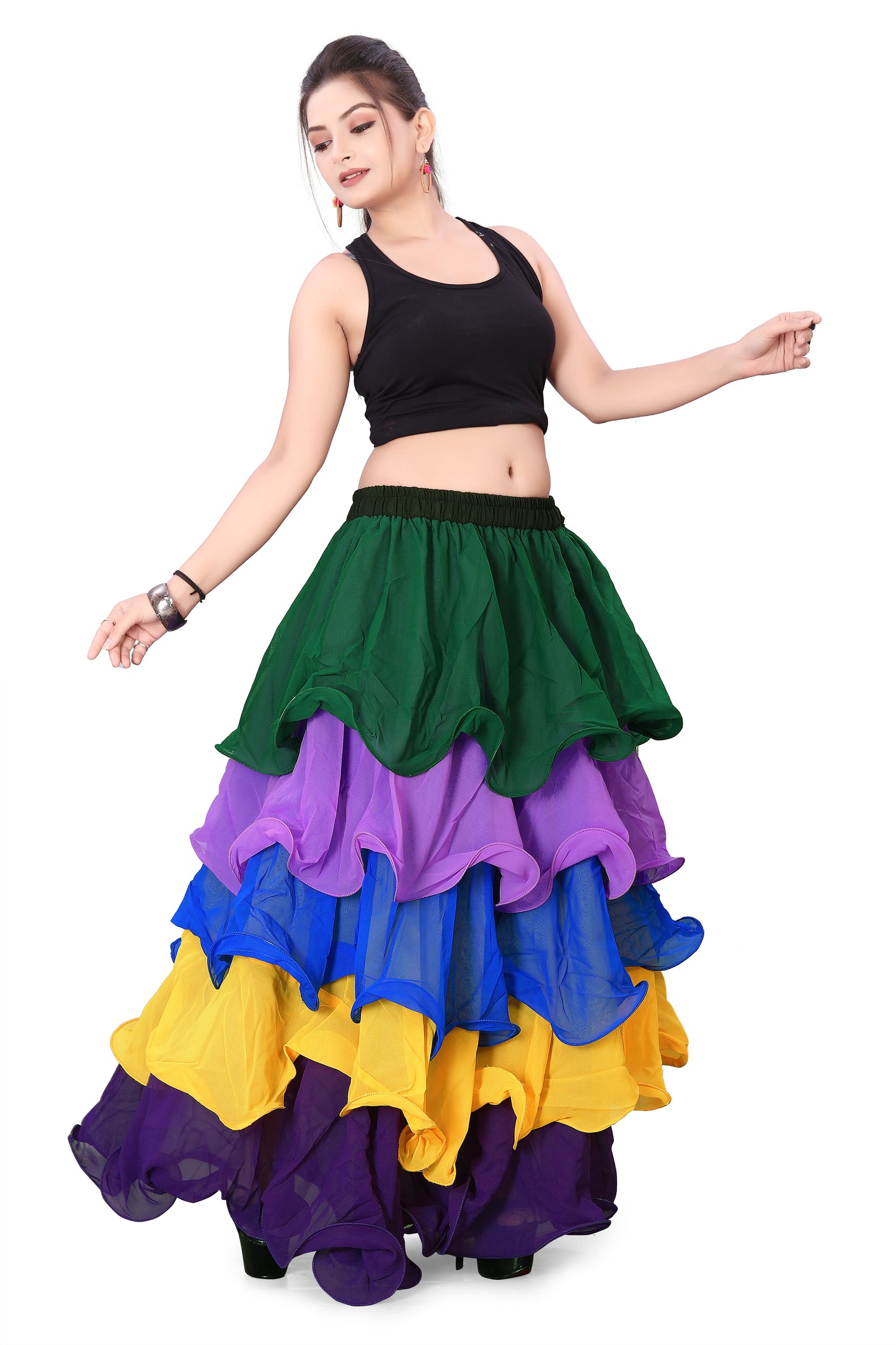 Chiffon Multi Color 5 Layer Belly Dance skirt C28- All Size