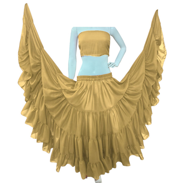 25 Yard 4-Tier Chiffon Belly Dance Skirt | Extreme Volume Sheer Dancewear C7