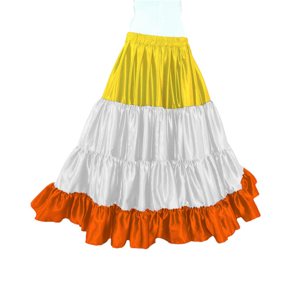 BHUTAN Flag Skirt satin 25 yard 4 Tier Multi Color Skirt S31