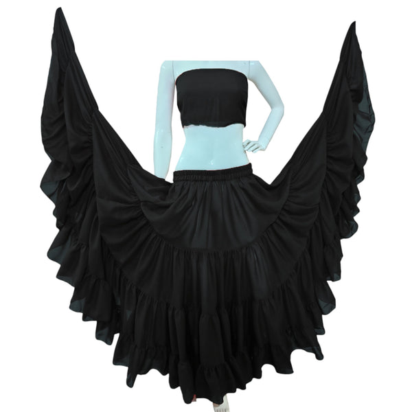 25 Yard 4-Tier Chiffon Belly Dance Skirt | Extreme Volume Sheer Dancewear C7