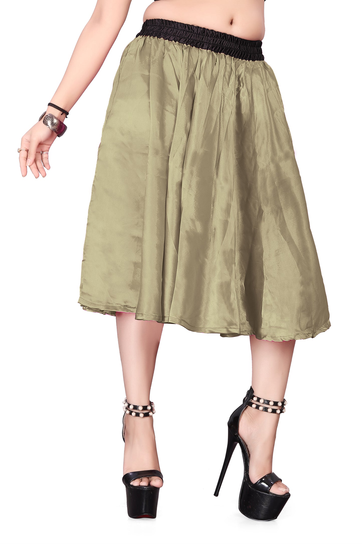 Satin Midi Skirt Party wear Skirt S24-Regular Size 1