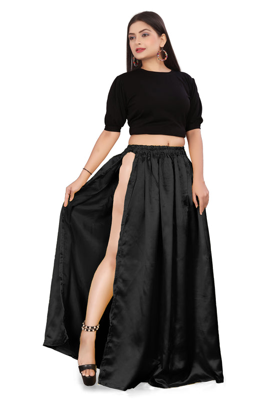 Satin Side Slit A line Skirt S1-Regular Size 1