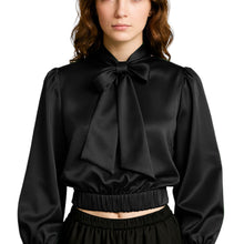 Elegant Satin Bow Neck Top for Girls – Party Wear, Birthday Outfit, Special Occasion Blouse S27-1