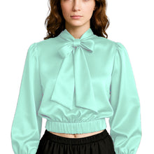 Elegant Satin Bow Neck Top for Girls – Party Wear, Birthday Outfit, Special Occasion Blouse S27-1