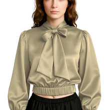 Elegant Satin Bow Neck Top for Girls – Party Wear, Birthday Outfit, Special Occasion Blouse S27-1