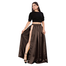 Satin Belly Dance Skirt – A-Line Silhouette with Side Slit  Flowing Performance Wear for Dancers & Festivals S1-1