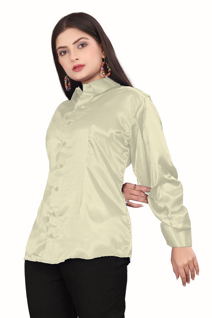 Satin Button Down Shirt S81-Regular Size 1