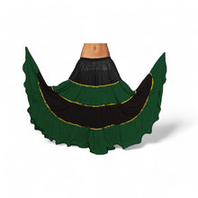 16 Yard 4-Tier Belly Dance 2-Color Skirt with Gold Trim | Tribal Fusion Gypsy C6