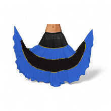 16 Yard 4-Tier Belly Dance 2-Color Skirt with Gold Trim | Tribal Fusion Gypsy C6