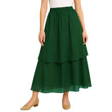 Tribal Fusion Belly Dance Skirt - 2-Layer Ruffled Chiffon Practice & Performance Wear C2