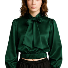Elegant Satin Bow Neck Top for Girls – Party Wear, Birthday Outfit, Special Occasion Blouse S27-1