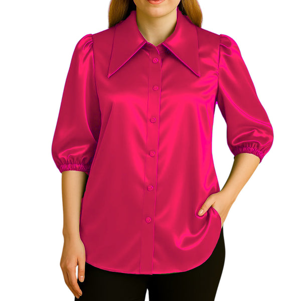 Button Down shirt Fancy Satin Shirt S90 - Regular Size 1