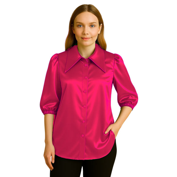 Button Down shirt Fancy Satin Shirt S90 - Regular Size 1