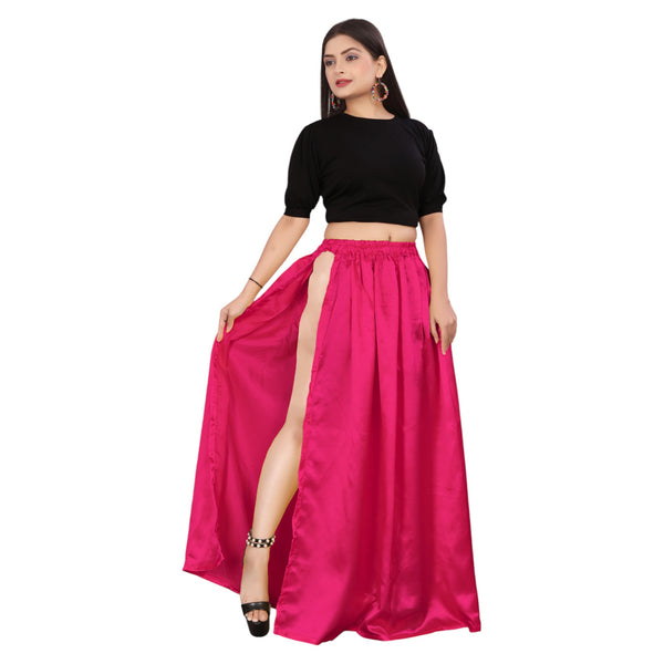 Satin Belly Dance Skirt – A-Line Silhouette with Side Slit  Flowing Performance Wear for Dancers & Festivals S1-1