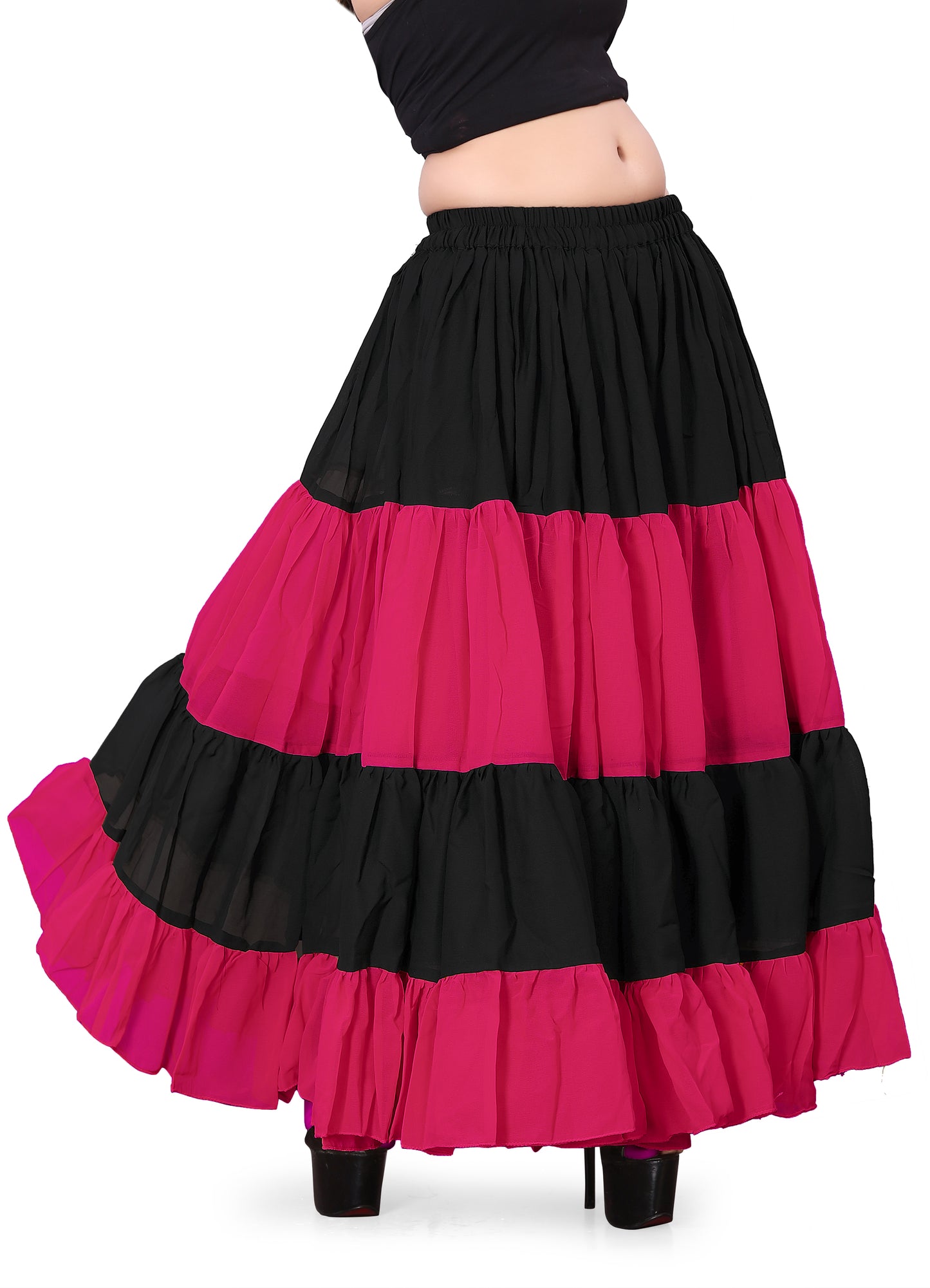 Chiffon 25 Yard 4 Tier skirt Belly Dance Skirt C63- Regular Size 1