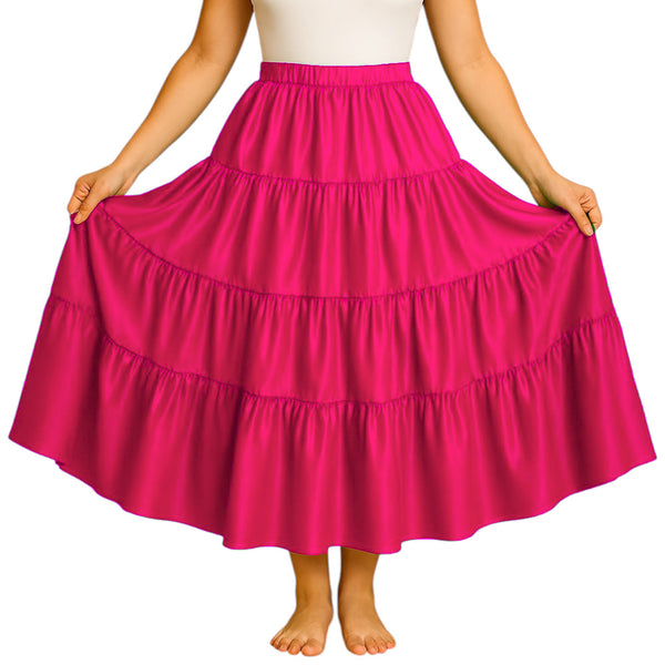 Belly Dance Satin Skirt – 12 Yard, 4 Tier Full Circle Skirt  - Regular Size 1