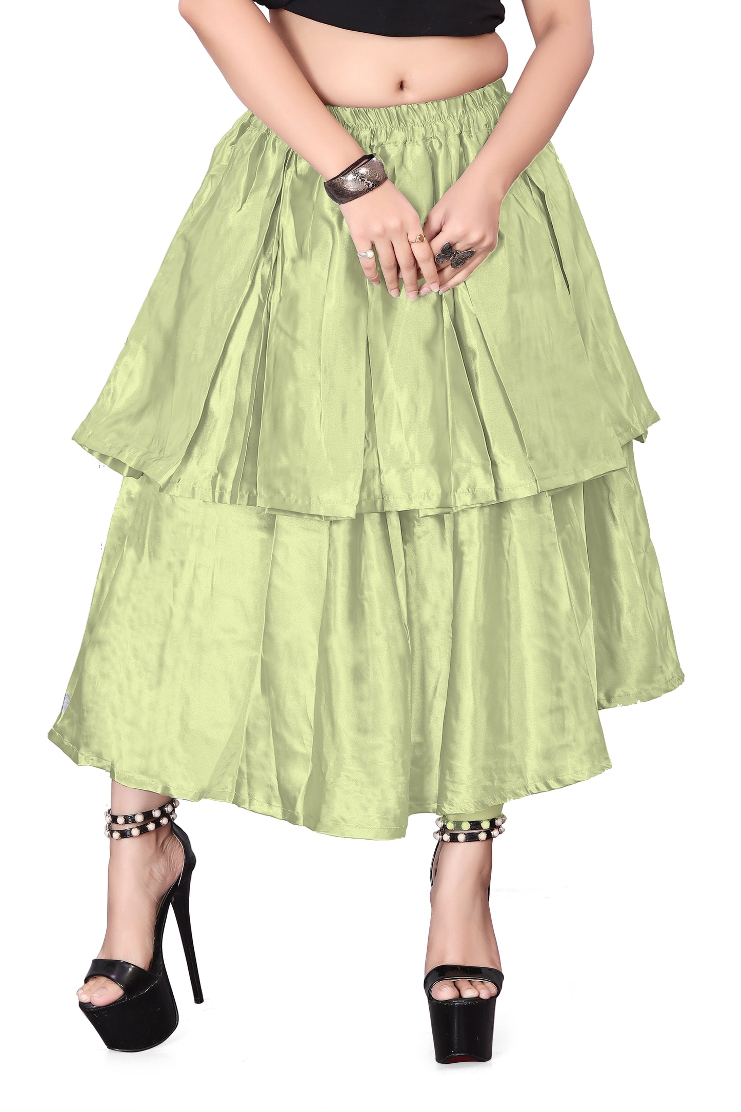Satin 2 Layer Party wear Skirt S101-Regular Size 1