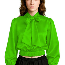 Elegant Satin Bow Neck Top for Girls – Party Wear, Birthday Outfit, Special Occasion Blouse S27-1