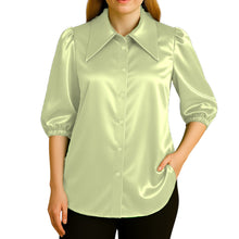 Button Down shirt Fancy Satin Shirt S90 - Regular Size 1