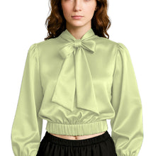 Elegant Satin Bow Neck Top for Girls – Party Wear, Birthday Outfit, Special Occasion Blouse S27-1