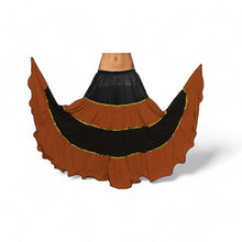16 Yard 4-Tier Belly Dance 2-Color Skirt with Gold Trim | Tribal Fusion Gypsy C6