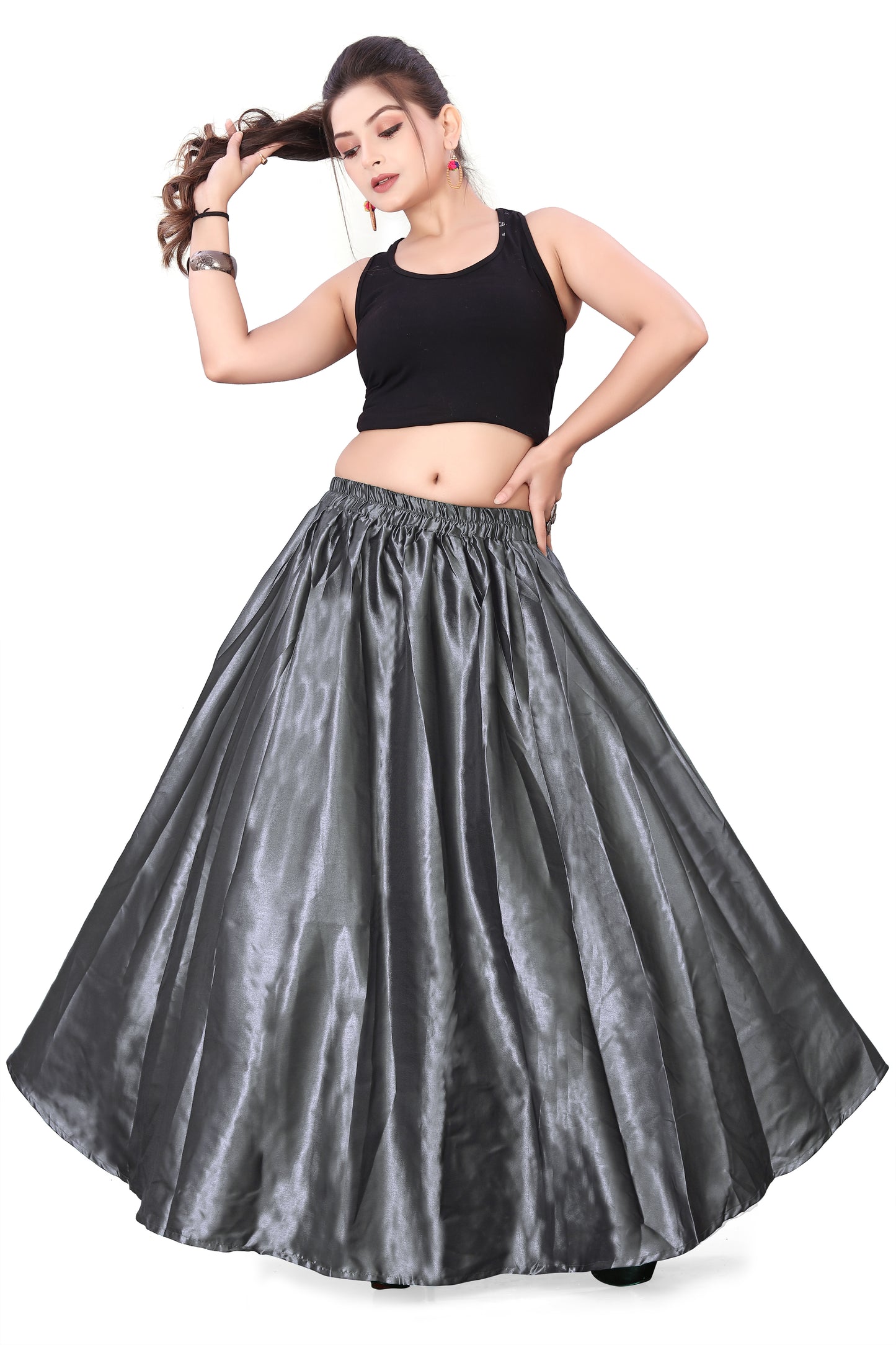 Satin Belly Dance Half Circle Skirt S9-Regular Size 1