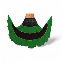 16 Yard 4-Tier Belly Dance 2-Color Skirt with Gold Trim | Tribal Fusion Gypsy C6