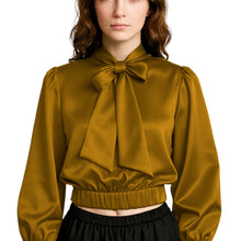 Elegant Satin Bow Neck Top for Girls – Party Wear, Birthday Outfit, Special Occasion Blouse S27-1