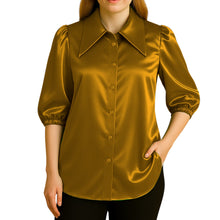 Button Down shirt Fancy Satin Shirt S90 - Regular Size 1