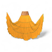 16 Yard 4-Tier Belly Dance Skirt with Gold Trim | Tribal Fusion Gypsy C5