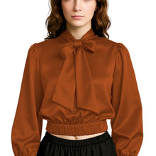 Elegant Satin Bow Neck Top for Girls – Party Wear, Birthday Outfit, Special Occasion Blouse S27-1