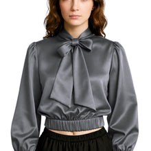 Elegant Satin Bow Neck Top for Girls – Party Wear, Birthday Outfit, Special Occasion Blouse S27-1