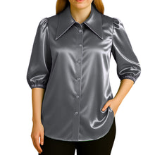 Button Down shirt Fancy Satin Shirt S90 - Regular Size 1