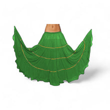 16 Yard 4-Tier Belly Dance Skirt with Gold Trim | Tribal Fusion Gypsy C5