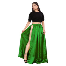 Satin Belly Dance Skirt – A-Line Silhouette with Side Slit  Flowing Performance Wear for Dancers & Festivals S1-1