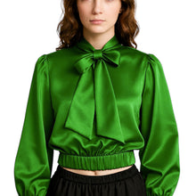 Elegant Satin Bow Neck Top for Girls – Party Wear, Birthday Outfit, Special Occasion Blouse S27-1