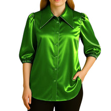 Button Down shirt Fancy Satin Shirt S90 - Regular Size 1