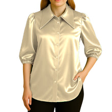 Button Down shirt Fancy Satin Shirt S90 - Regular Size 1