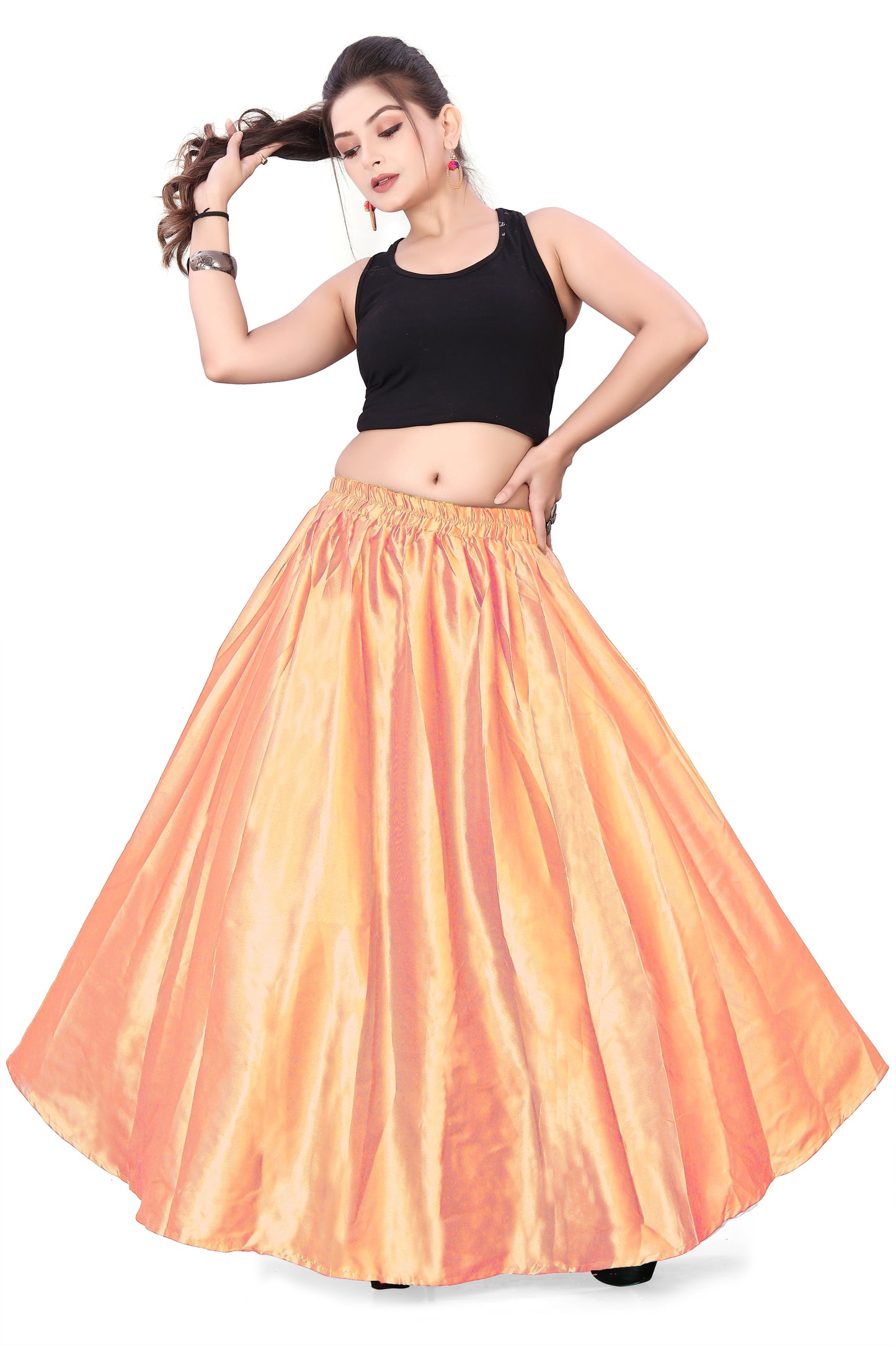 Satin Belly Dance Half Circle Skirt S9-Regular Size 2