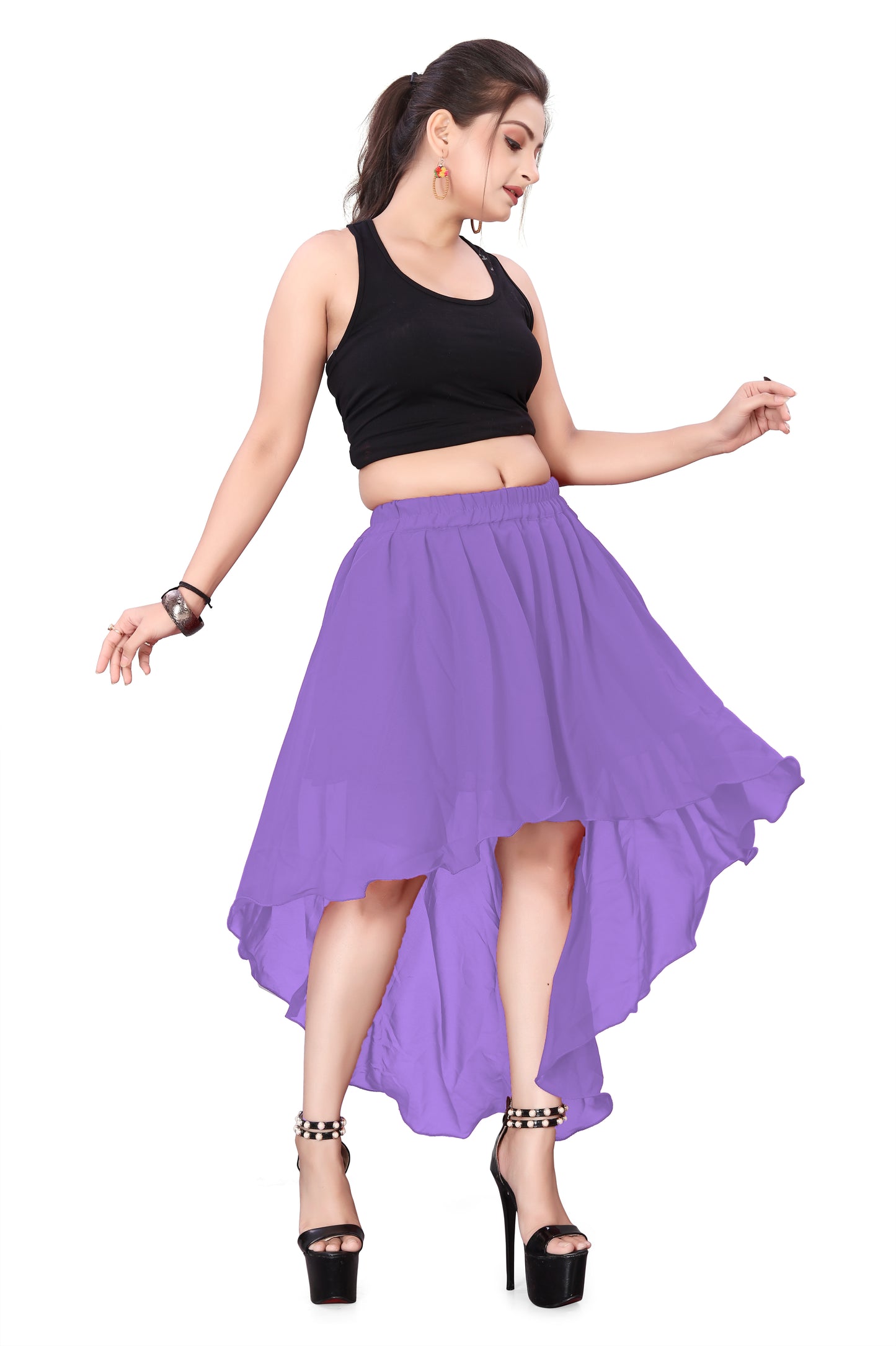 Chiffon Asymmetrical Skirt Belly Dance Skirt C9- Regular Size 2