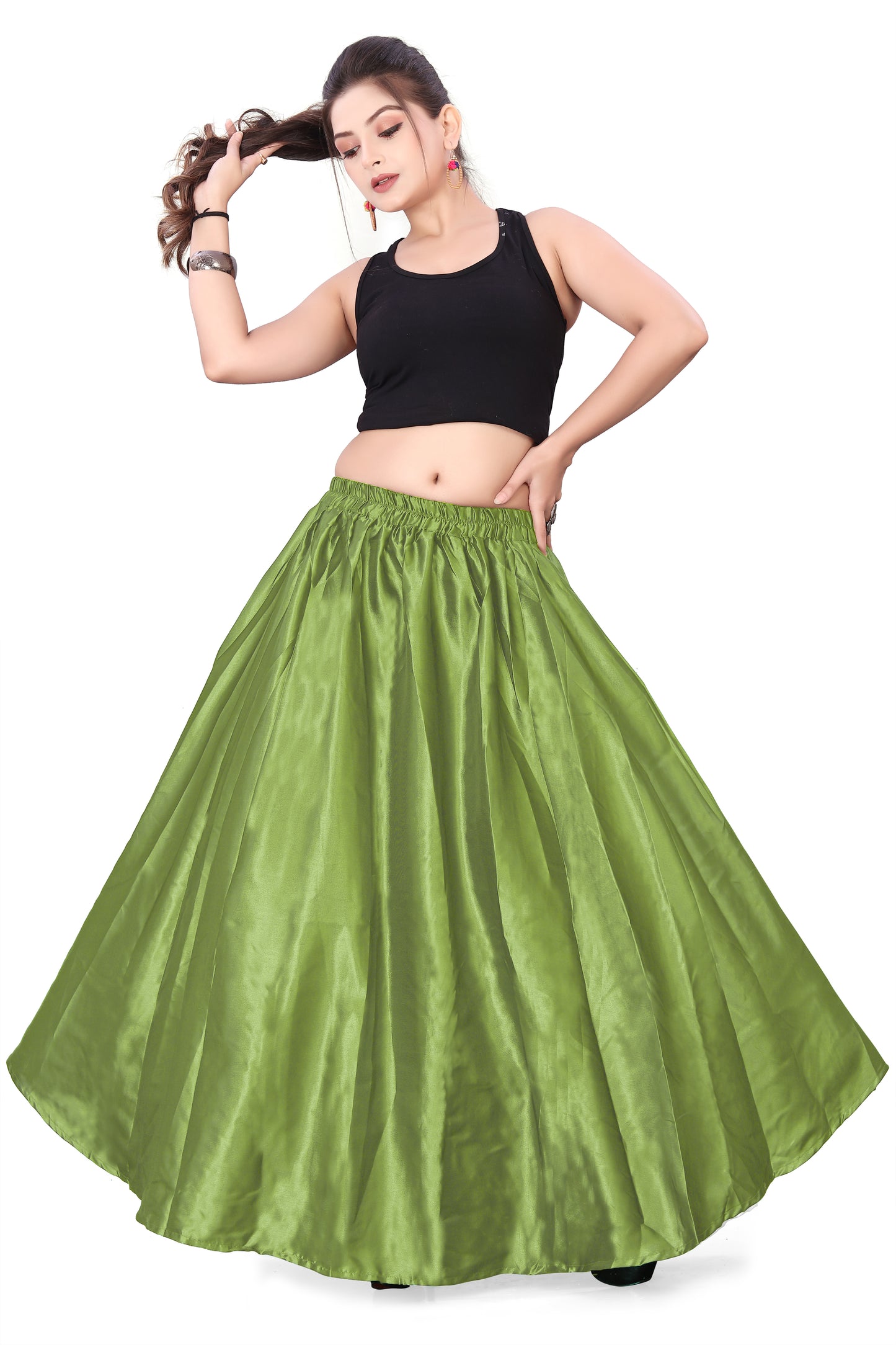 Satin Belly Dance Half Circle Skirt S9-Regular Size 2