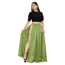 Satin Belly Dance Skirt – A-Line Silhouette with Side Slit  Flowing Performance Wear for Dancers & Festivals S1-2
