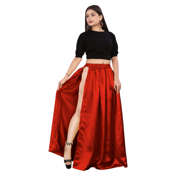 Satin Belly Dance Skirt – A-Line Silhouette with Side Slit  Flowing Performance Wear for Dancers & Festivals S1-2