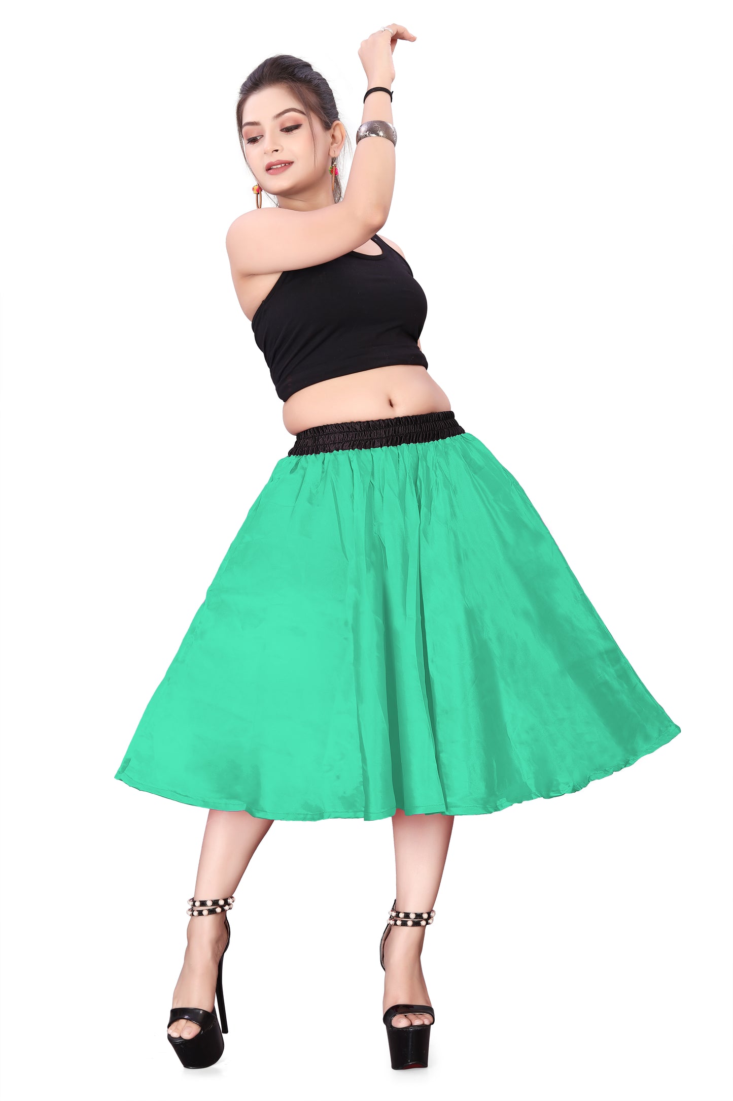 Satin Midi Skirt Party wear Skirt S24-Regular Size 1