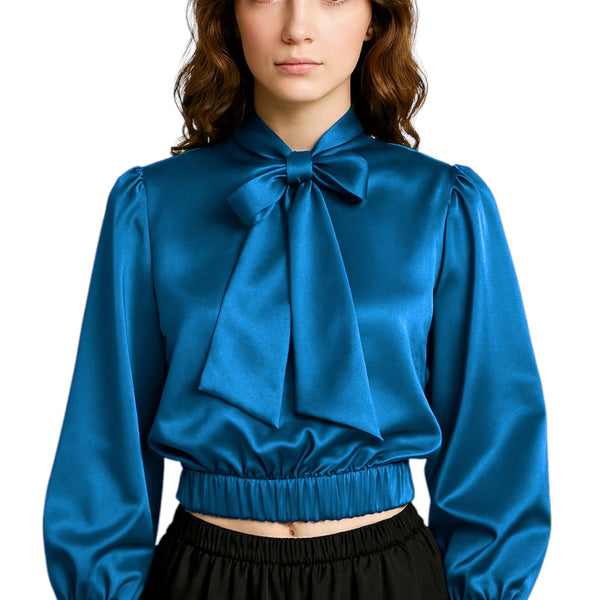 Party wear Satin Bow Blouse And Bow Shirt S27  - Regular Size 3