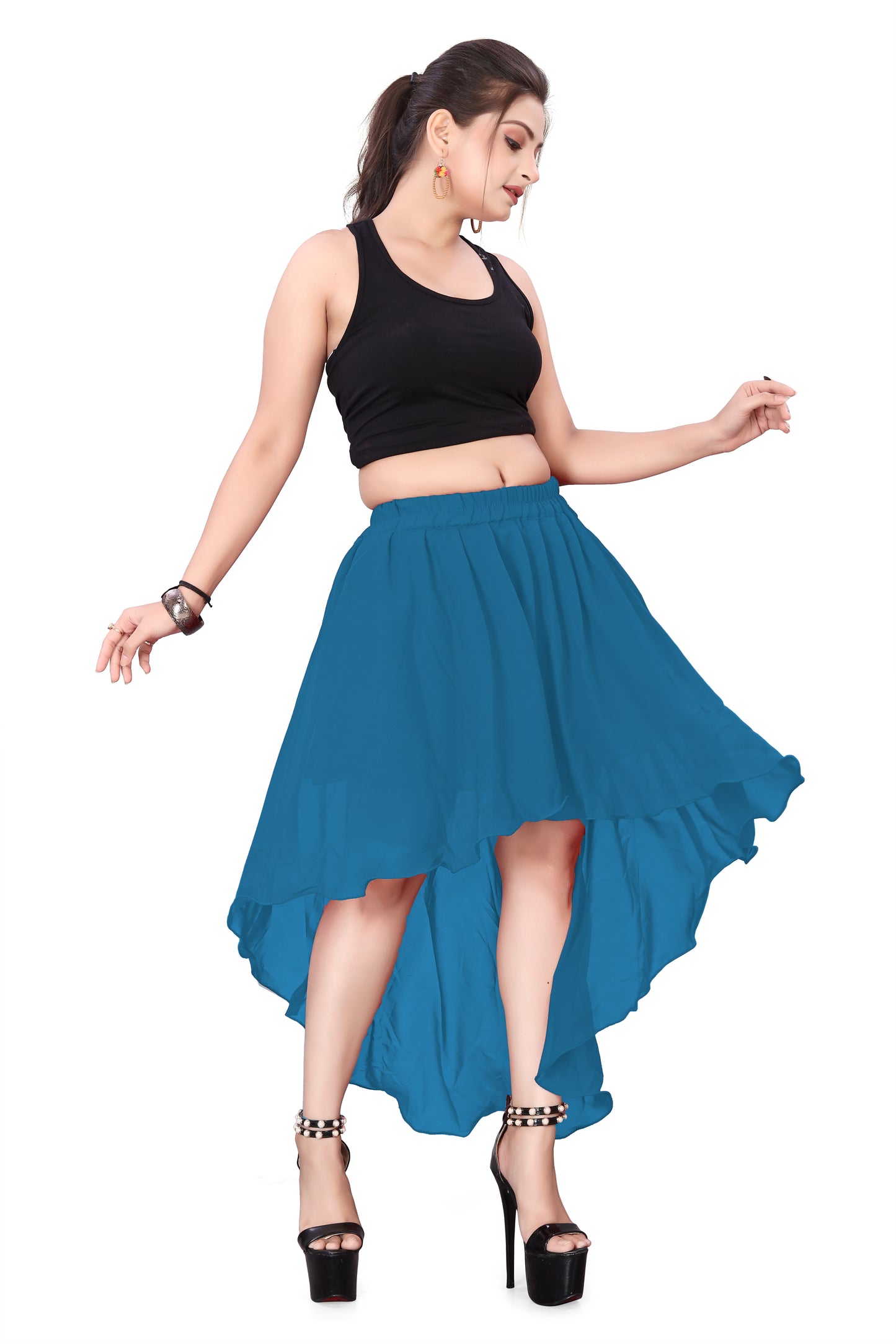 Chiffon Asymmetrical Skirt Belly Dance Skirt C9- Regular Size 2
