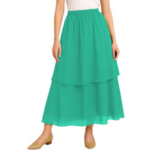 Tribal Fusion Belly Dance Skirt - 2-Layer Ruffled Chiffon Practice & Performance Wear C2