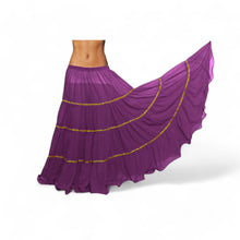 16 Yard 4-Tier Belly Dance Skirt with Gold Trim | Tribal Fusion Gypsy C5