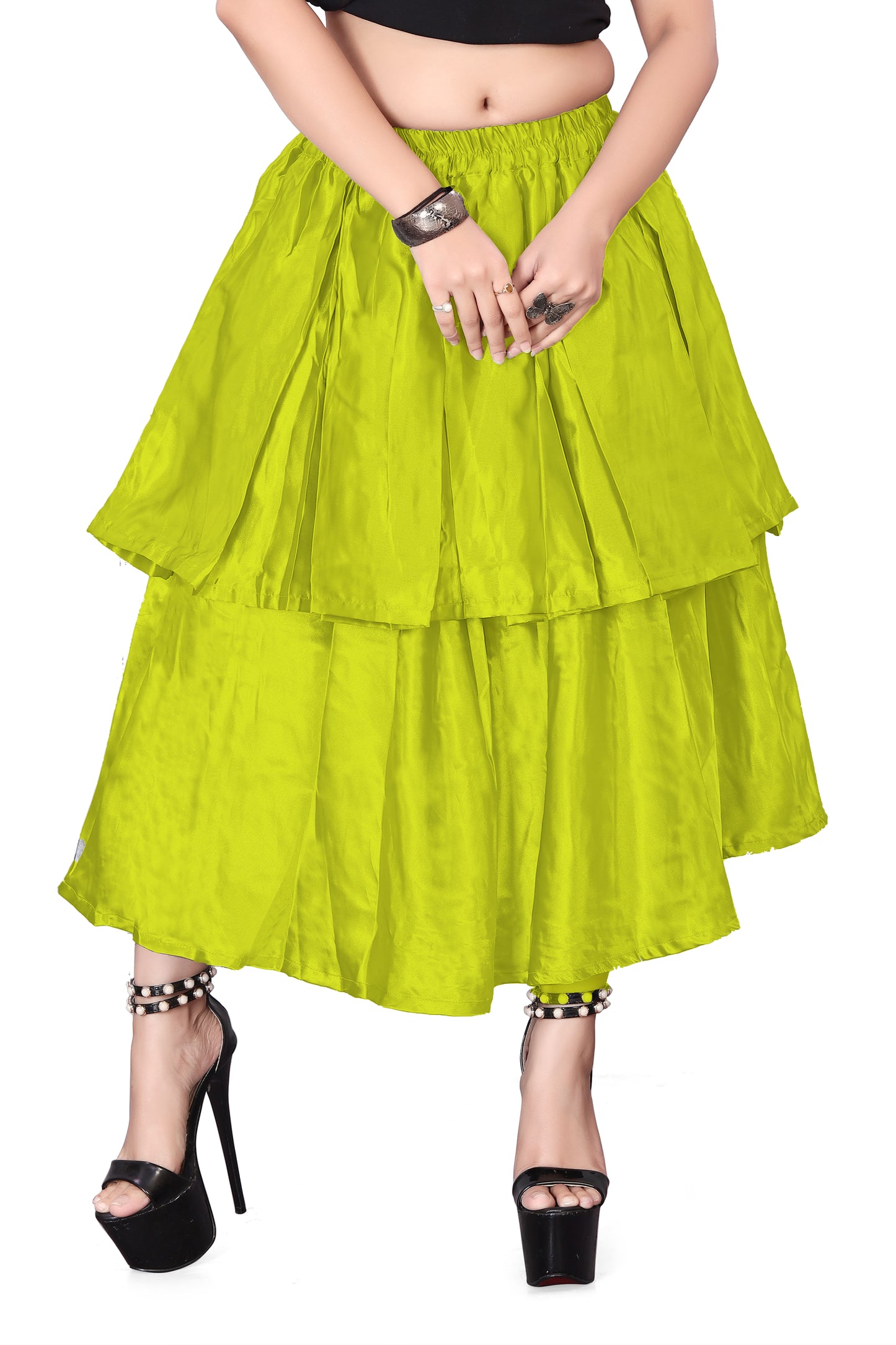 Satin 2 Layer Party wear Skirt S101-Regular Size 1